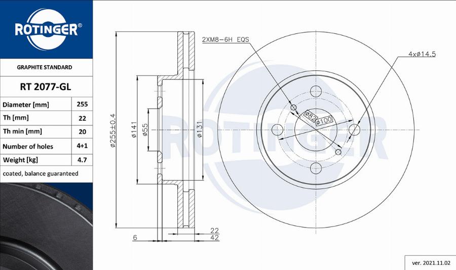 Rotinger RT 2077-GL - Disque de frein cwaw.fr