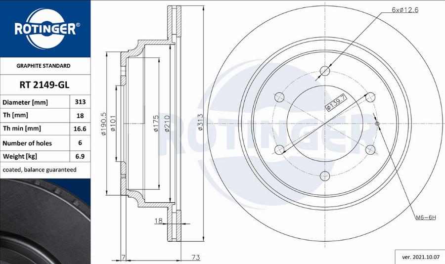 Rotinger RT 2149-GL - Disque de frein cwaw.fr