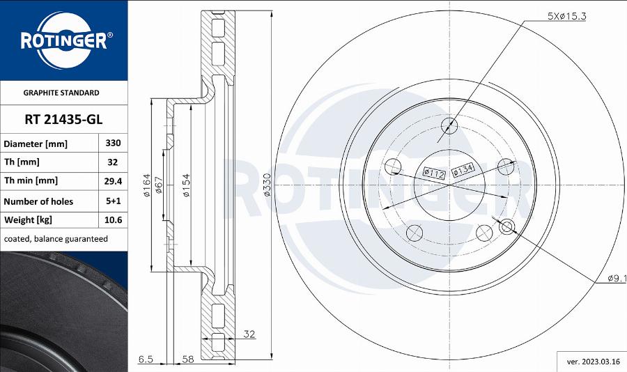 Rotinger RT 21435-GL - Disque de frein cwaw.fr