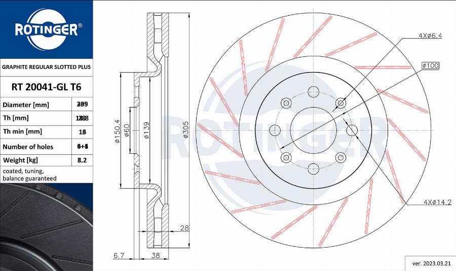 Rotinger RT 21637-GL T6 - Disque de frein cwaw.fr