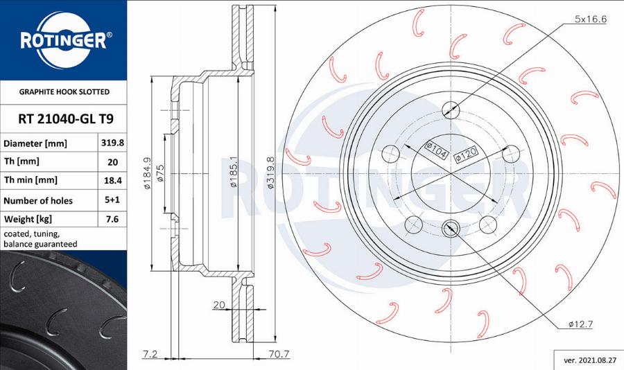 Rotinger RT 21040-GL T9 - Disque de frein cwaw.fr