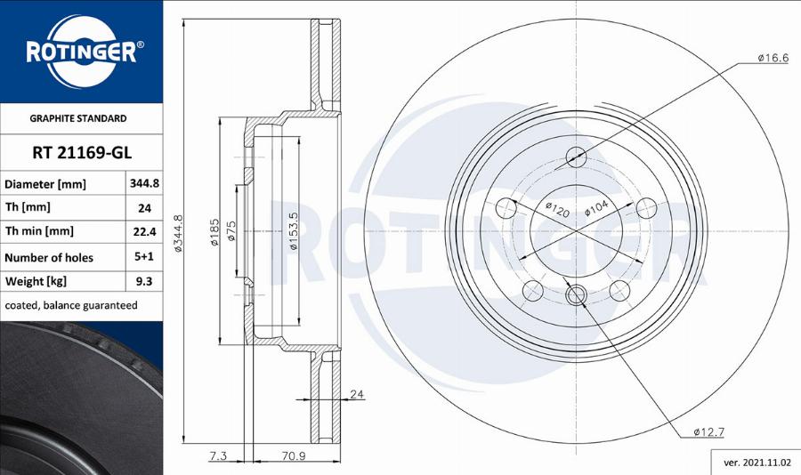 Rotinger RT 21169-GL - Disque de frein cwaw.fr