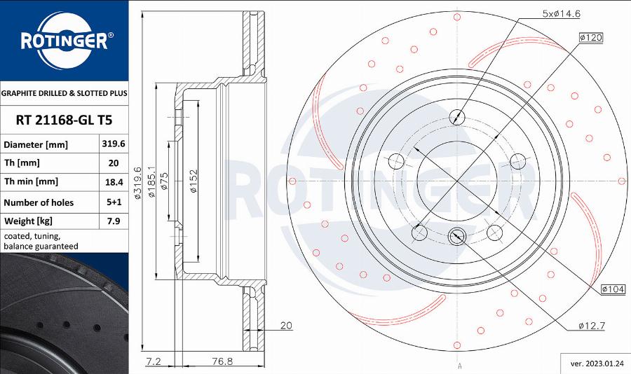 Rotinger RT 21168-GL T5 - Disque de frein cwaw.fr