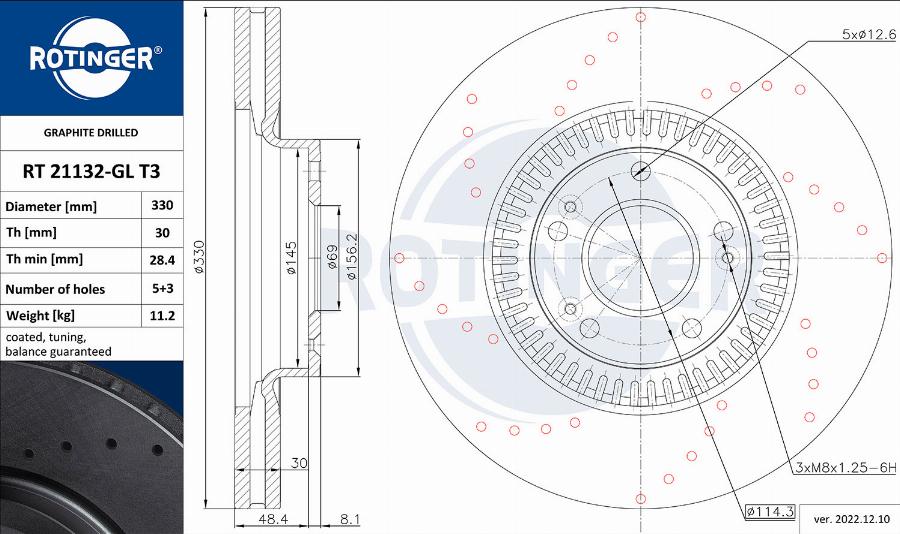 Rotinger RT 21132-GL T3 - Disque de frein cwaw.fr