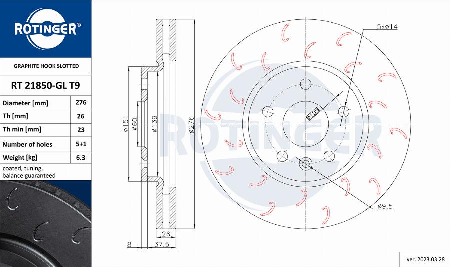 Rotinger RT 21850-GL T9 - Disque de frein cwaw.fr