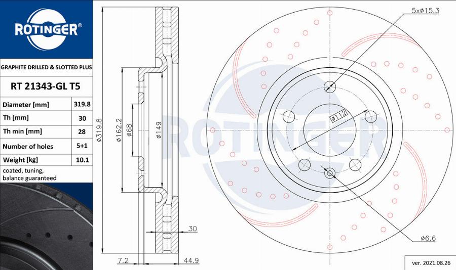 Rotinger RT 21343-GL T5 - Disque de frein cwaw.fr