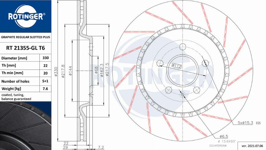 Rotinger RT 21355-GL T6 - Disque de frein cwaw.fr