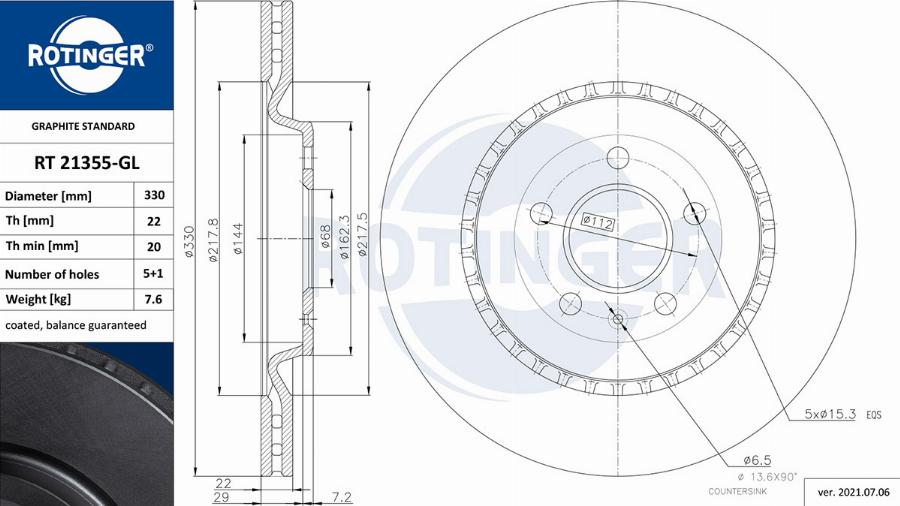 Rotinger RT 21355-GL - Disque de frein cwaw.fr