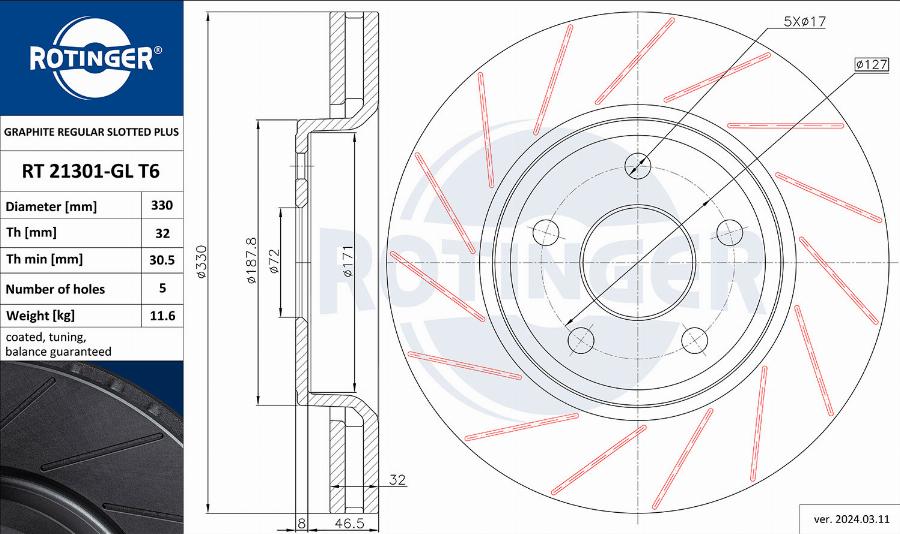 Rotinger RT 21301-GL T6 - Disque de frein cwaw.fr