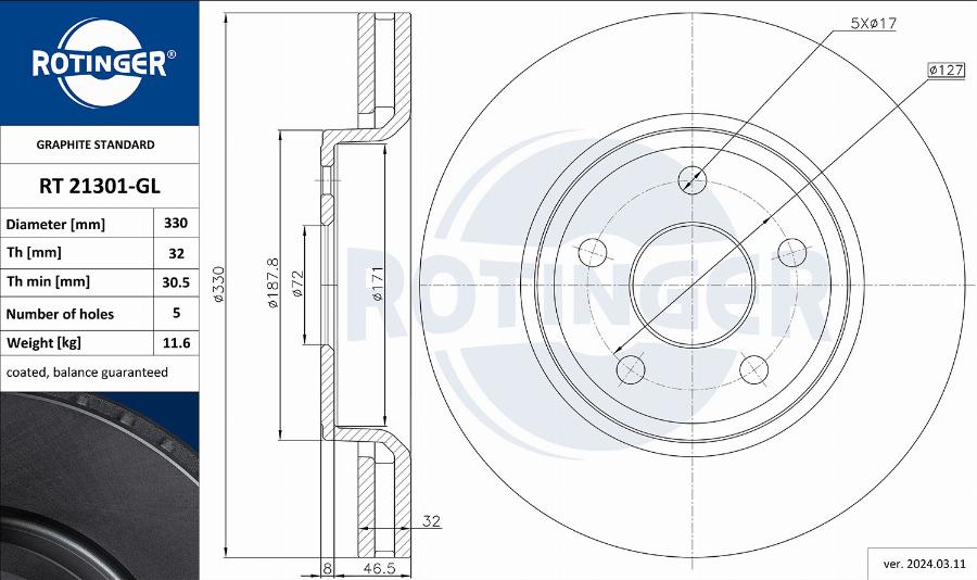 Rotinger RT 21301-GL - Disque de frein cwaw.fr