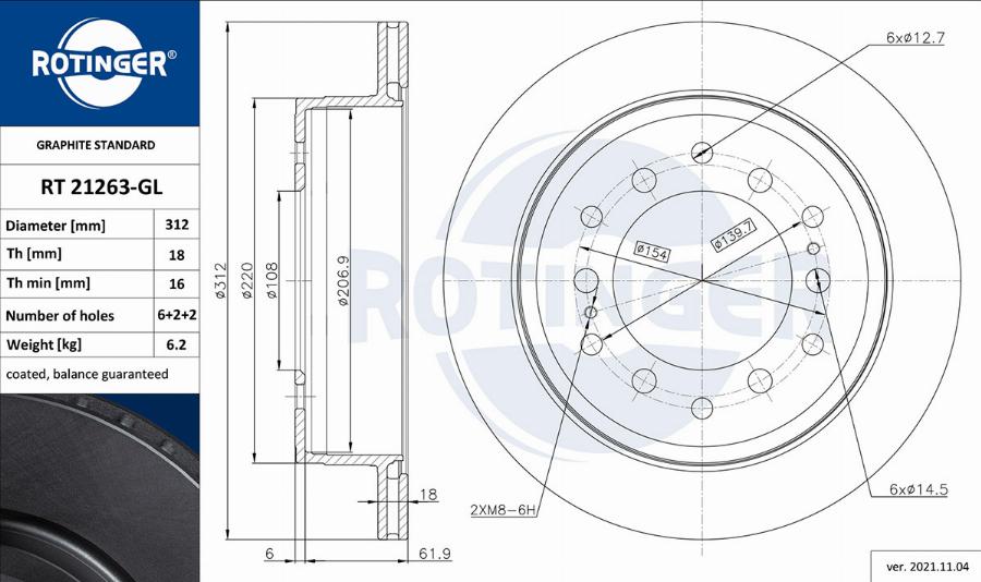 Rotinger RT 21263-GL - Disque de frein cwaw.fr