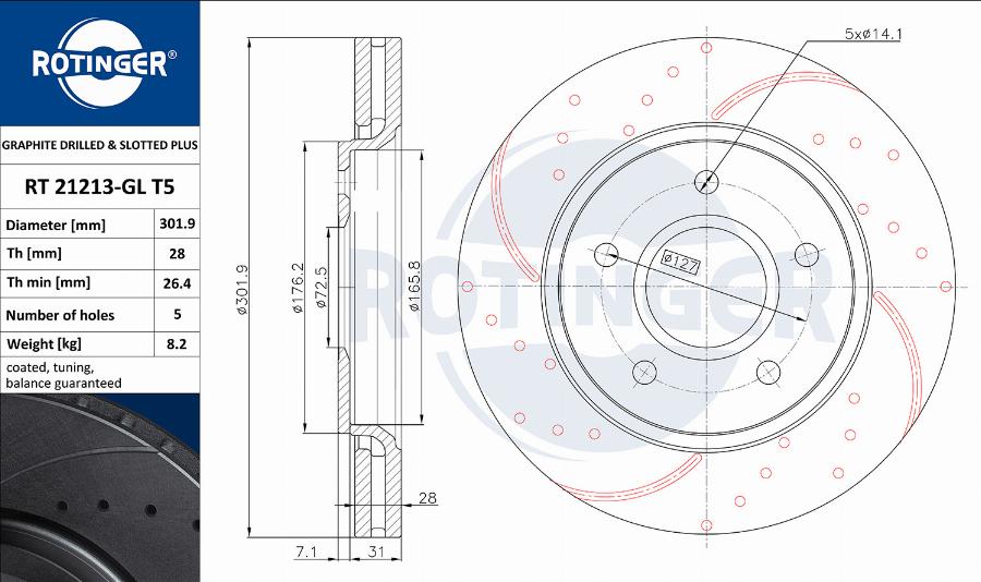 Rotinger RT 21213-GL T5 - Disque de frein cwaw.fr