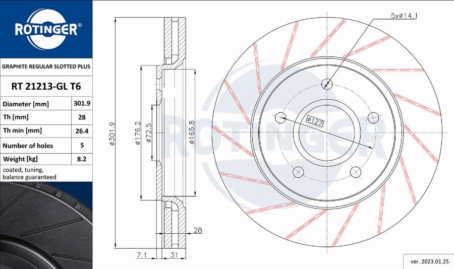 Rotinger RT 21213-GL T6 - Disque de frein cwaw.fr