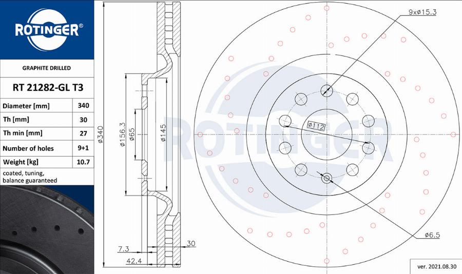 Rotinger RT 21282-GL T3 - Disque de frein cwaw.fr