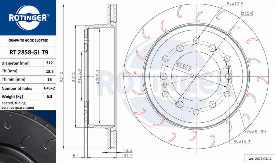 Rotinger RT 2858-GL T9 - Disque de frein cwaw.fr