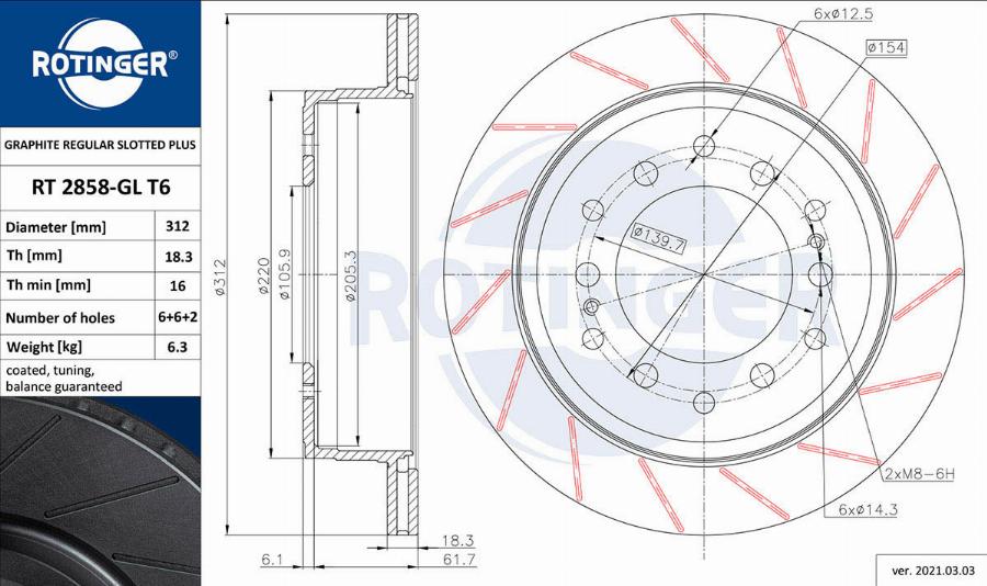 Rotinger RT 2858-GL T6 - Disque de frein cwaw.fr