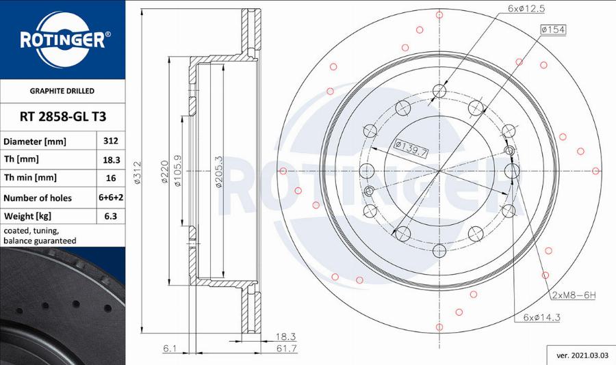 Rotinger RT 2858-GL T3 - Disque de frein cwaw.fr