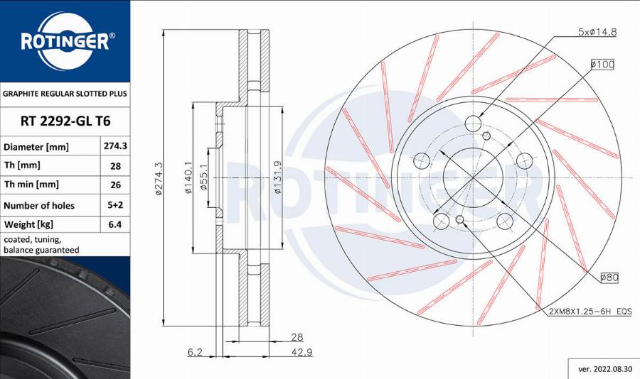 Rotinger RT 2292-GL T6 - Disque de frein cwaw.fr