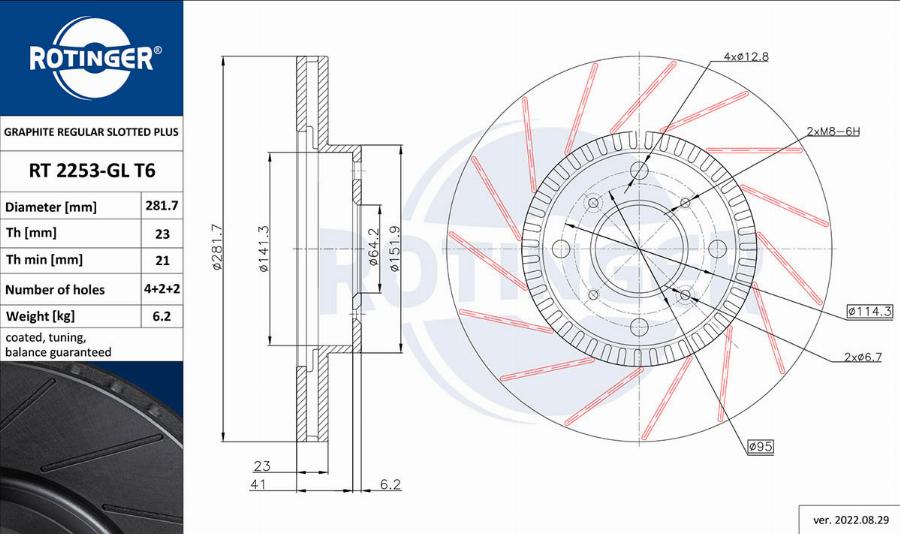 Rotinger RT 2253-GL T6 - Disque de frein cwaw.fr