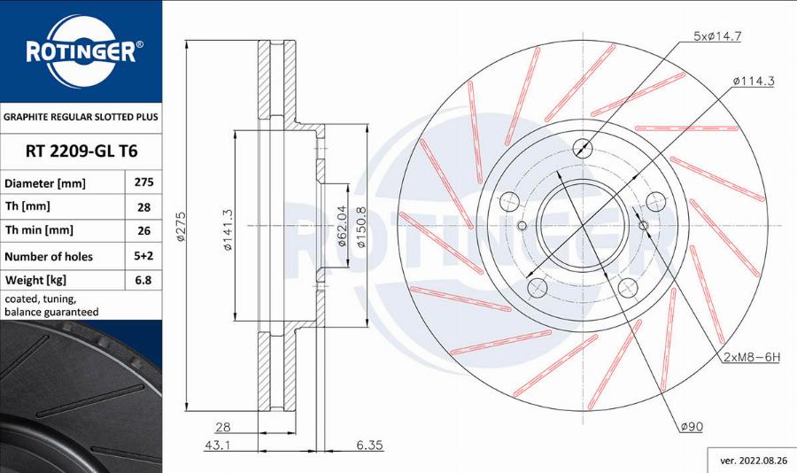 Rotinger RT 2209-GL T6 - Disque de frein cwaw.fr