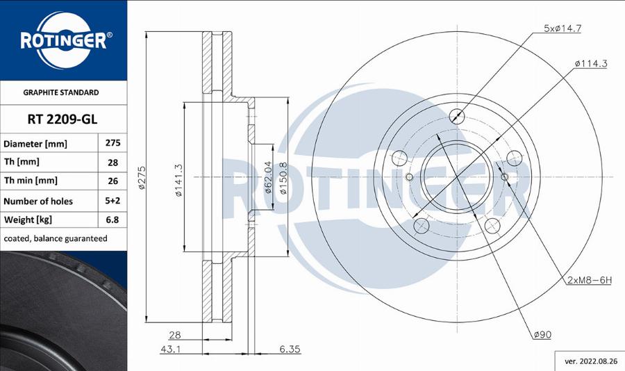 Rotinger RT 2209-GL - Disque de frein cwaw.fr