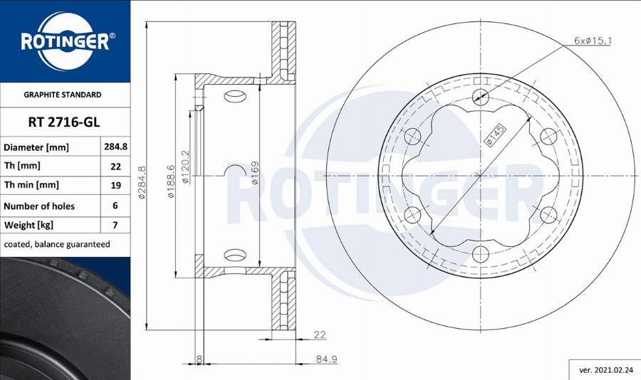 Rotinger RT 2716-GL - Disque de frein cwaw.fr