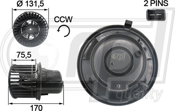 RPLQuality APVTFD5009 - Moteur électrique, pulseur d'air habitacle cwaw.fr