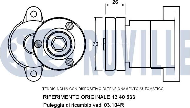 Ruville 540097 - Tendeur de courroie, courroie trapézoïdale à nervures cwaw.fr