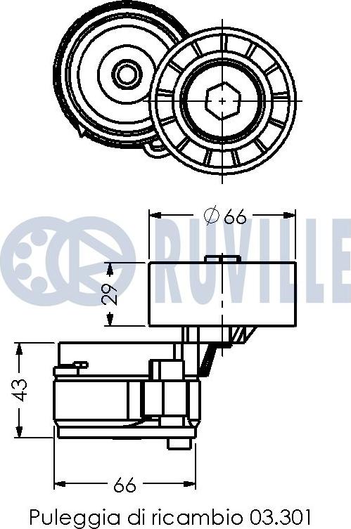 Ruville 541063 - Tendeur de courroie, courroie trapézoïdale à nervures cwaw.fr