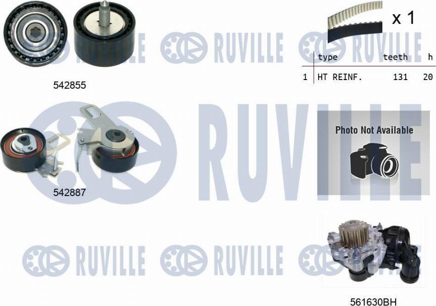 Ruville 5504972 - Pompe à eau + kit de courroie de distribution cwaw.fr