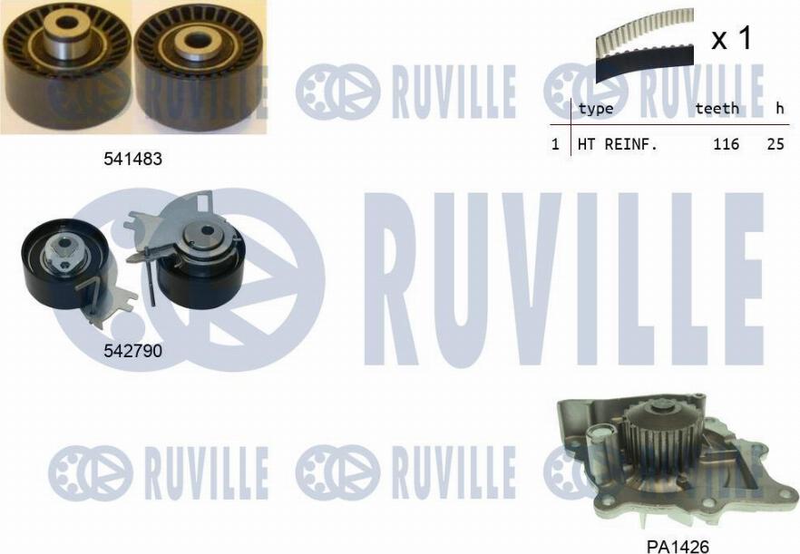 Ruville 5504271 - Pompe à eau + kit de courroie de distribution cwaw.fr