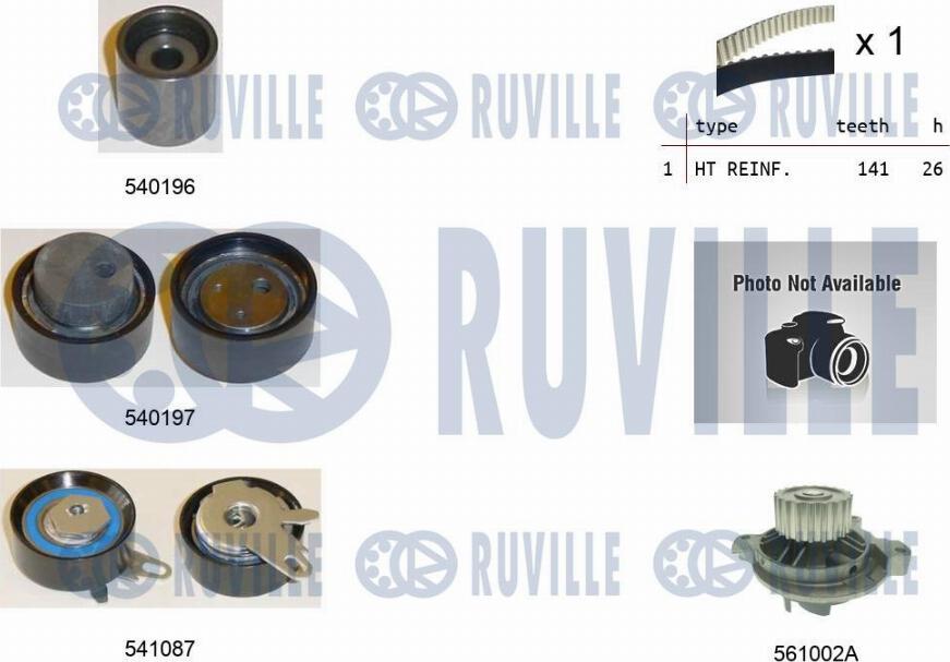 Ruville 5505041 - Pompe à eau + kit de courroie de distribution cwaw.fr