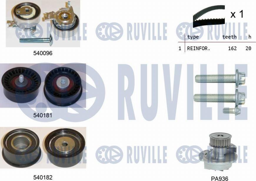 Ruville 5500401 - Pompe à eau + kit de courroie de distribution cwaw.fr