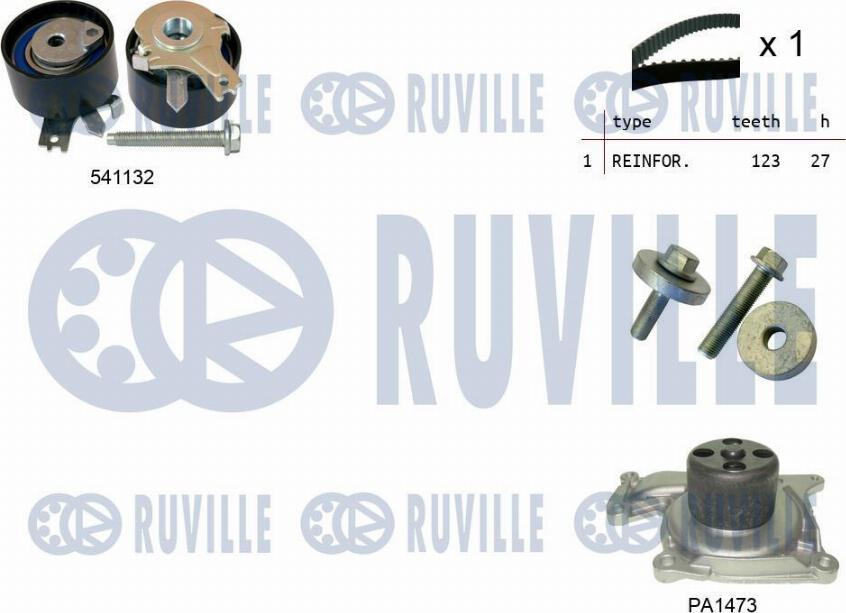 Ruville 5500553 - Pompe à eau + kit de courroie de distribution cwaw.fr