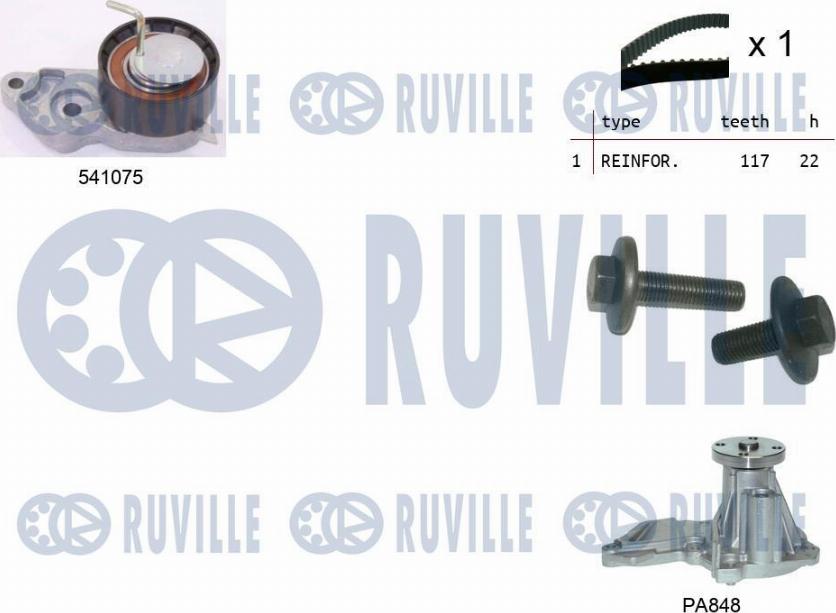 Ruville 5500641 - Pompe à eau + kit de courroie de distribution cwaw.fr