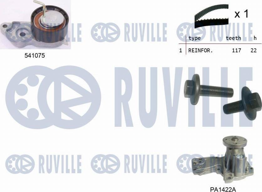 Ruville 5500642 - Pompe à eau + kit de courroie de distribution cwaw.fr