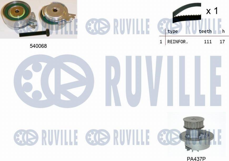 Ruville 5500051 - Pompe à eau + kit de courroie de distribution cwaw.fr