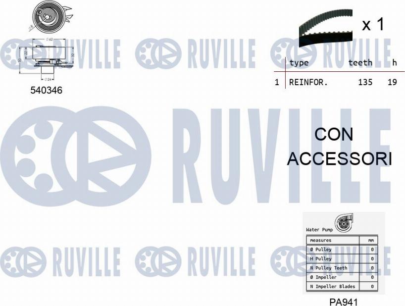 Ruville 5500072 - Pompe à eau + kit de courroie de distribution cwaw.fr