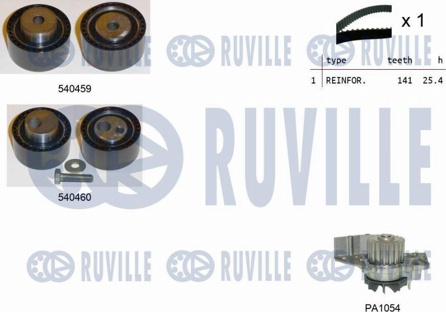 Ruville 5500191 - Pompe à eau + kit de courroie de distribution cwaw.fr