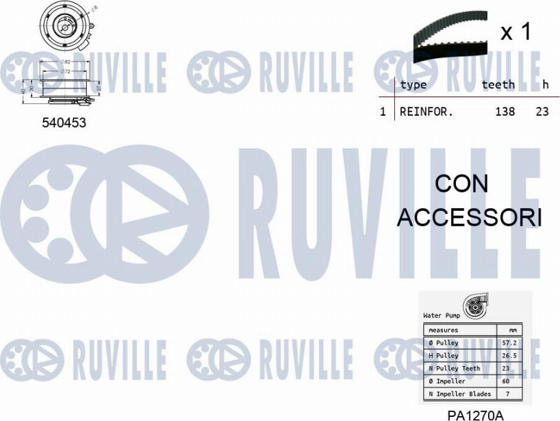 Ruville 5500131 - Pompe à eau + kit de courroie de distribution cwaw.fr