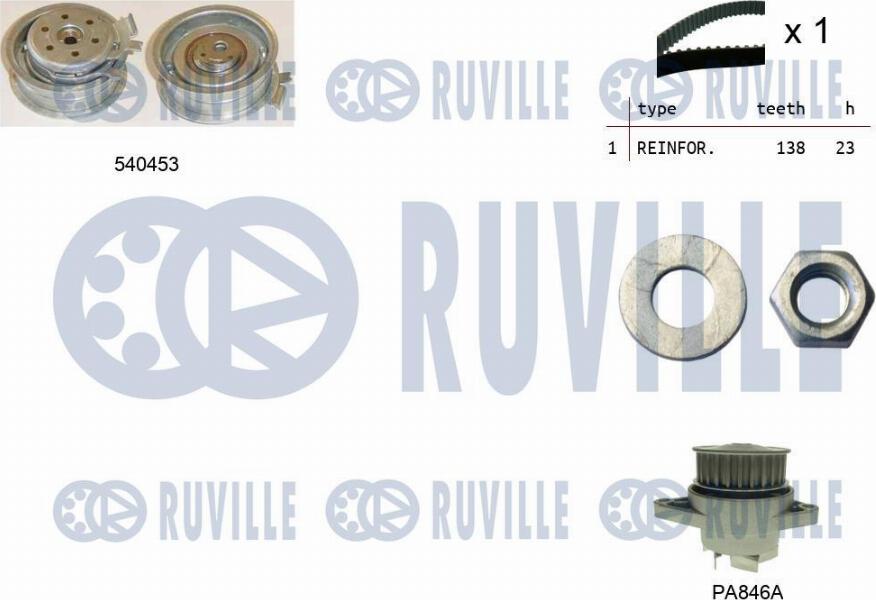 Ruville 5500132 - Pompe à eau + kit de courroie de distribution cwaw.fr