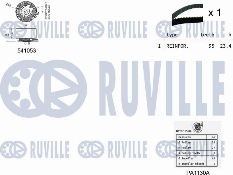 Ruville 5501191 - Pompe à eau + kit de courroie de distribution cwaw.fr