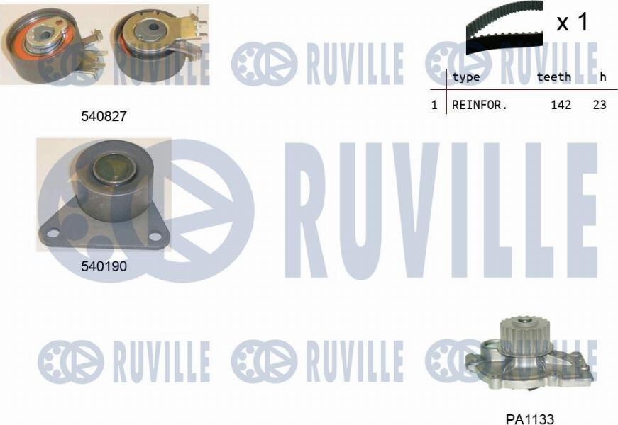 Ruville 5501101 - Pompe à eau + kit de courroie de distribution cwaw.fr