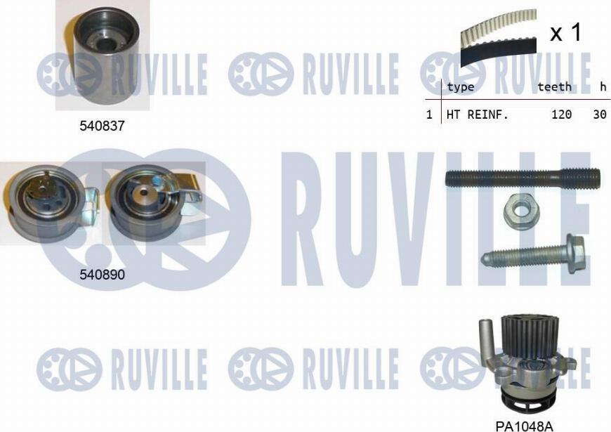 Ruville 5501371 - Pompe à eau + kit de courroie de distribution cwaw.fr