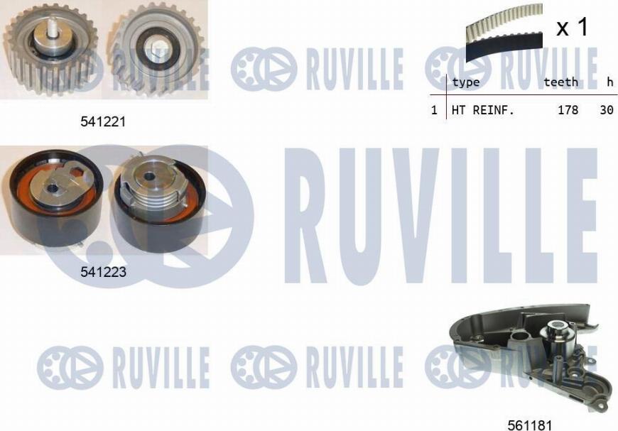 Ruville 5501221 - Pompe à eau + kit de courroie de distribution cwaw.fr