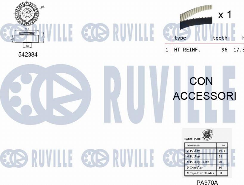 Ruville 5503401 - Pompe à eau + kit de courroie de distribution cwaw.fr