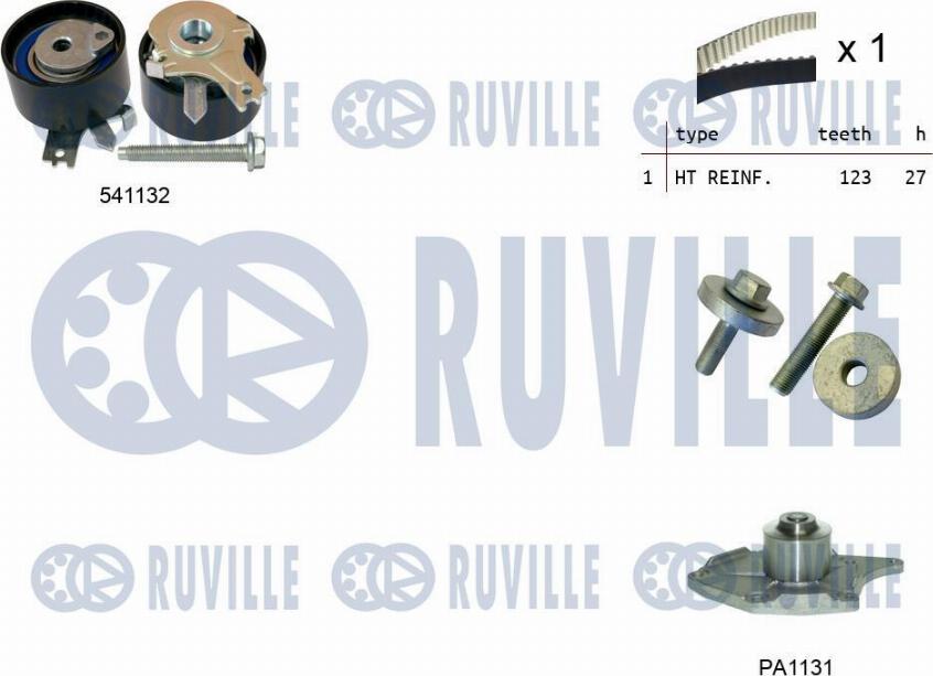 Ruville 5503551 - Pompe à eau + kit de courroie de distribution cwaw.fr