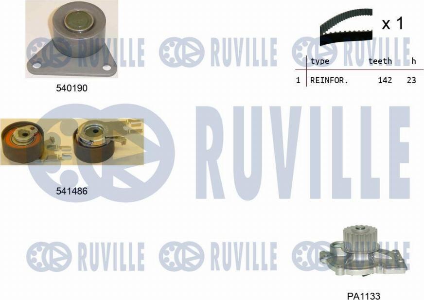 Ruville 5503641 - Pompe à eau + kit de courroie de distribution cwaw.fr