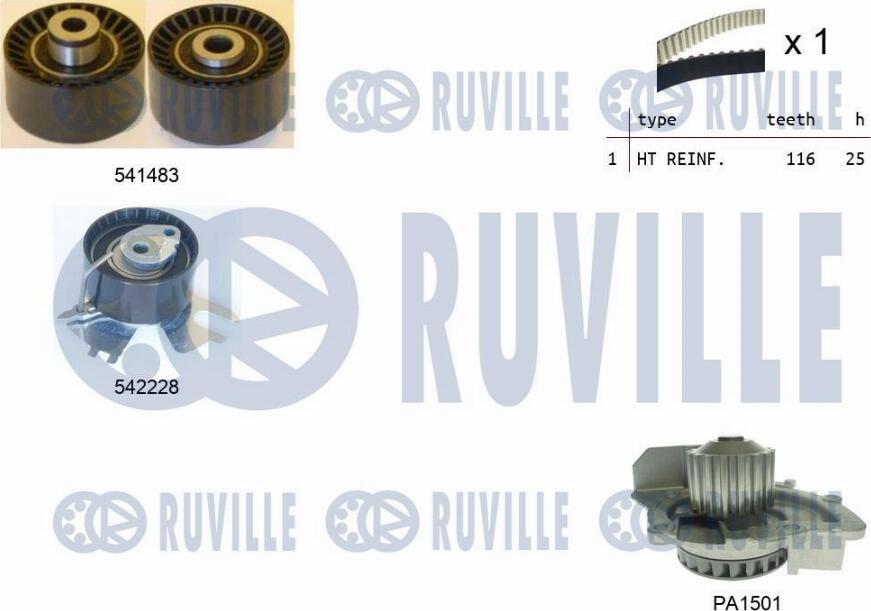 Ruville 5503671 - Pompe à eau + kit de courroie de distribution cwaw.fr