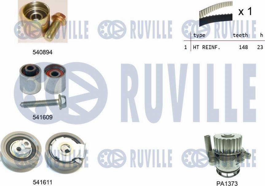 Ruville 5503191 - Pompe à eau + kit de courroie de distribution cwaw.fr